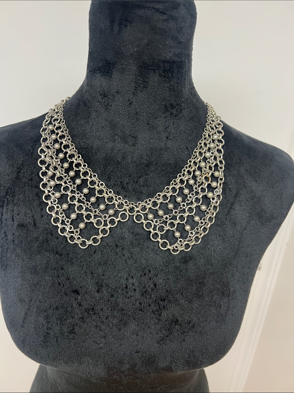 Silver Multi-Row Chain Collar Necklace